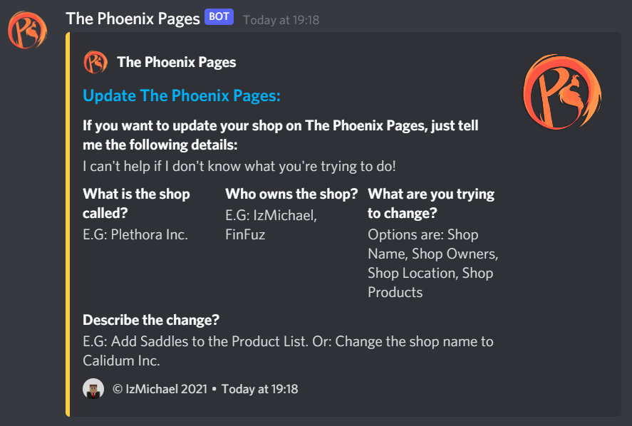 Screenshot of p!update